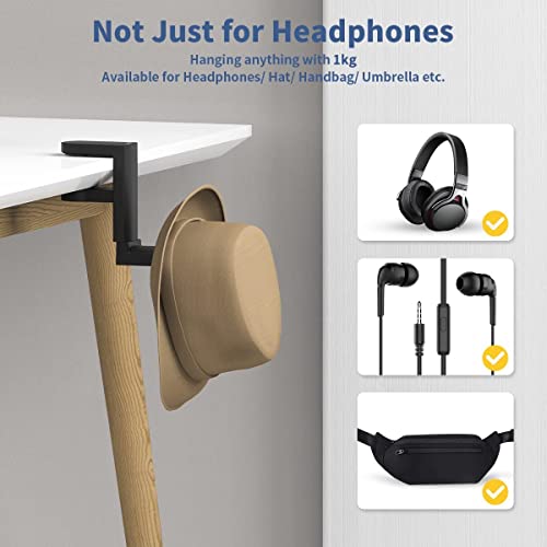 KIWIFOTOS Kopfhörer Ständer Kopfhörerhalter mit 360° drehbarem Headset Halterung Halter, Headphone Stand Schreibtisch Kopfhöreraufhänger Kopfhörer Clip Gaming Headset Halterung - Schwarz Bild 4