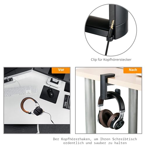 KIWIFOTOS Kopfhörer Ständer Kopfhörerhalter mit 360° drehbarem Headset Halterung Halter, Headphone Stand Schreibtisch Kopfhöreraufhänger Kopfhörer Clip Gaming Headset Halterung - Schwarz Bild 5
