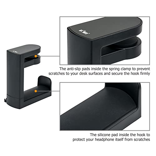 KIWIFOTOS Kopfhörer Ständer Kopfhörerhalter mit 360° drehbarem Headset Halterung Halter, Headphone Stand Schreibtisch Kopfhöreraufhänger Kopfhörer Clip Gaming Headset Halterung - Schwarz Bild 6