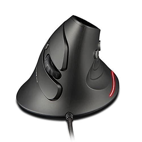 zelotes Vertikale Ergonomische Maus,3200DPI,6 Tasten,Vorbeugung Gegen Mausarm,USB Optische Maus mit Kabel,Verdrahtete Mäuse für PC,Computer,Laptop,Mac,Schwarz Bild 1