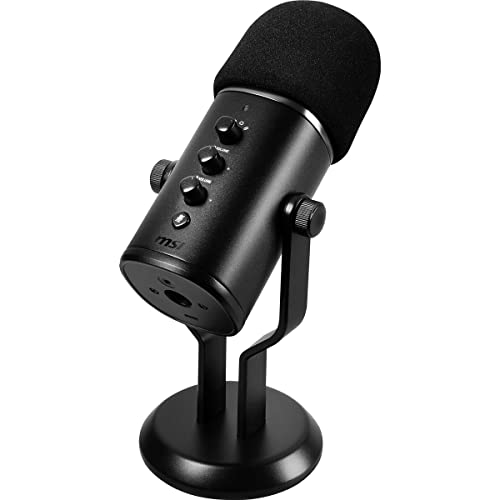 MSI Immerse GV60 Streaming Mikrofon (96 kHz Sample Rate, 24-bit Bit Rate, 20-20.000 Hz, USB-C zu USB-A Kabel 3m, 270 x 110 x 110 mm, schwarz, 1.100 Gramm) Bild 1