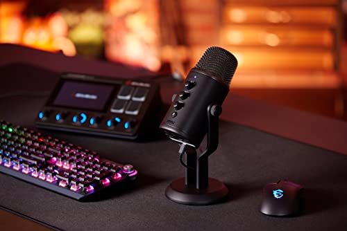MSI Immerse GV60 Streaming Mikrofon (96 kHz Sample Rate, 24-bit Bit Rate, 20-20.000 Hz, USB-C zu USB-A Kabel 3m, 270 x 110 x 110 mm, schwarz, 1.100 Gramm) Bild 2