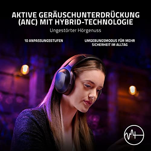 Razer Barracuda Pro - Kabelloses Gaming-Headset mit Hybrid ANC (THX Achromatic Audio Amplifier, Triforce 50mm Treiber, Integriertes Beamforming Noise-Cancelling Mic) Schwarz Bild 2