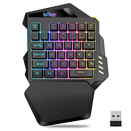 RedThunder G60 Kabellose Einhand Gaming Tastatur, Wiederaufladbare 2000mAh RGB Hintergrundbeleuchtete Ergonomische Tastatur mit Anti-ghosting für PC Mac PS5 Gamer Bild 1