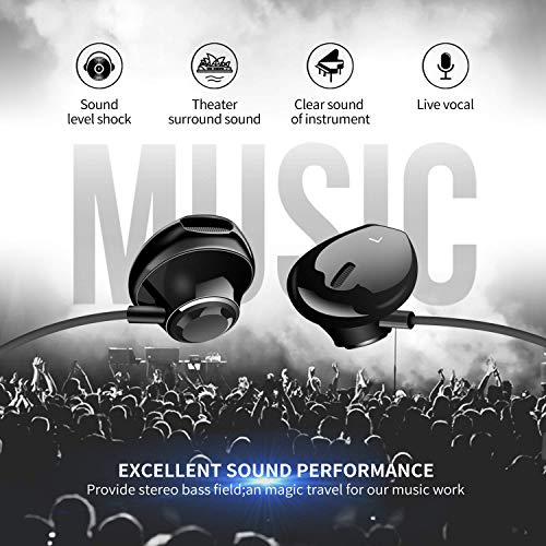 GAMURRY Kabelgebundene In Ear 3,5 mm Klinke Kopfhörer, Stereo Ohrhörer mit Mikrofon & Fernsteuerung Bass-Sound Ohrhörer, HD-Anrufe, Geräuschunterdrückung, Für Android Iso Windows, Smartphones, MP3 Bild 2
