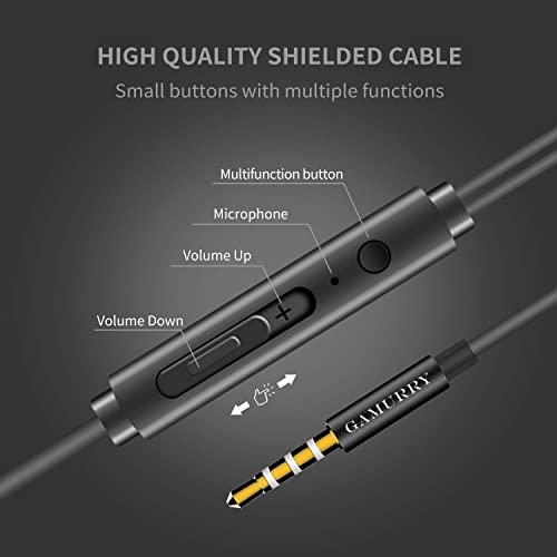 GAMURRY Kabelgebundene In Ear 3,5 mm Klinke Kopfhörer, Stereo Ohrhörer mit Mikrofon & Fernsteuerung Bass-Sound Ohrhörer, HD-Anrufe, Geräuschunterdrückung, Für Android Iso Windows, Smartphones, MP3 Bild 3