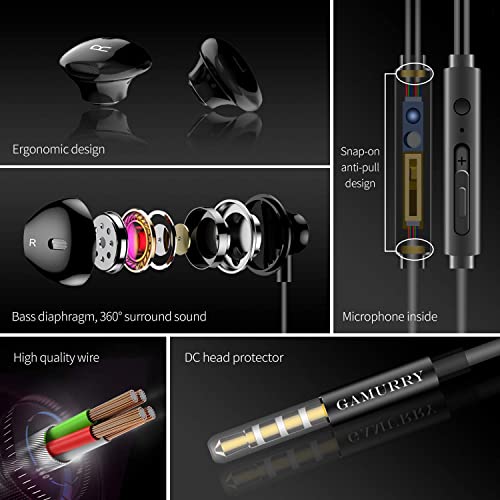 GAMURRY Kabelgebundene In Ear 3,5 mm Klinke Kopfhörer, Stereo Ohrhörer mit Mikrofon & Fernsteuerung Bass-Sound Ohrhörer, HD-Anrufe, Geräuschunterdrückung, Für Android Iso Windows, Smartphones, MP3 Bild 5