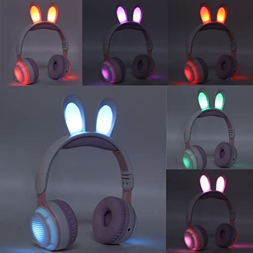 Yunseity Kinderkopfhörer, Bluetooth 5.0-Kopfhörer mit Hasenohr, Over-Ear-LED-Licht, Faltbares Kabelloses Headset, Unterstützung von TF/AUX, Geschenke für Kinder, Kleinkinder, Teenager(Rosa) Bild 7