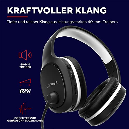 Trust Gaming GXT 391 Thian Kabellose Kopfhörer für PS5, PS4 und PC, 5.8 Ghz, USB Dongle, Over Ear, Wiederaufladbar, Gaming Headset mit Mikrofon, Leicht und Nachhaltig – Schwarz Bild 4