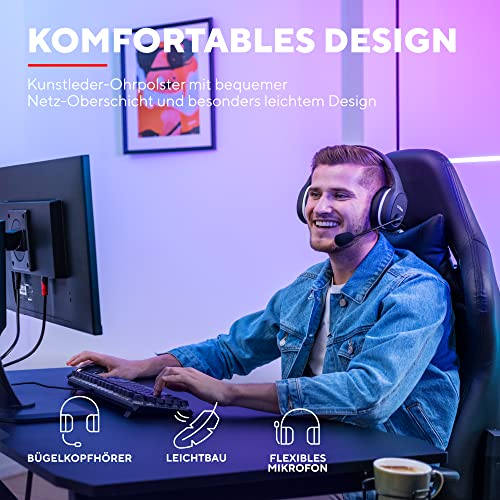 Trust Gaming GXT 391 Thian Kabellose Kopfhörer für PS5, PS4 und PC, 5.8 Ghz, USB Dongle, Over Ear, Wiederaufladbar, Gaming Headset mit Mikrofon, Leicht und Nachhaltig – Schwarz Bild 5