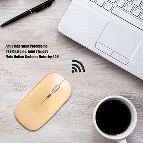 Annadue LED Kabellose Maus,Wiederaufladbare Schlanke USB Maus, Kabellose 2,4 G Computermaus mit USB Empfänger, 3 Einstellbare DPI für Desktop,Laptop,PC, für Usw(Gold) Bild 3