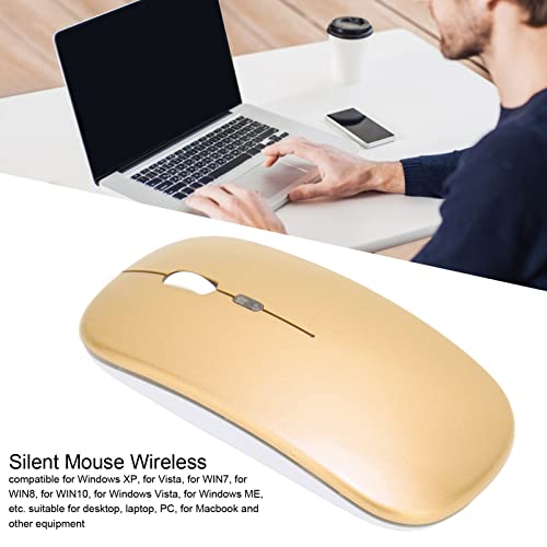 Annadue LED Kabellose Maus,Wiederaufladbare Schlanke USB Maus, Kabellose 2,4 G Computermaus mit USB Empfänger, 3 Einstellbare DPI für Desktop,Laptop,PC, für Usw(Gold) Bild 4