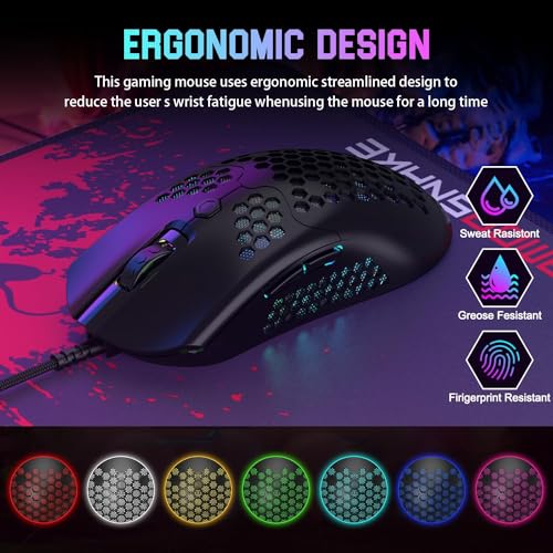 LexonElec Tastatur Maus Set Champing Zubehör PC Pack Combo – 60 Prozent Ultrakompakte Leuchtende Mini Tastatur QWERTY Layout Und 6400 DPI Maus Gaming Bass Lautsprecher Atmungsaktives Mauspad Bild 6