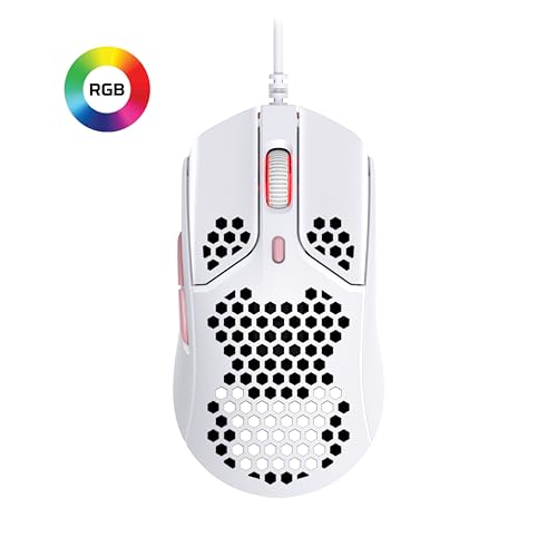 HyperX Pulsefire Haste Gaming-Maus – Ultraleicht, 59g, Wabenschale, Hex-Design, Hyperflex-Kabel, bis zu 16.000 DPI, 6 programmierbare Tasten Weiß/Rosa Einheitsgröße Bild 2
