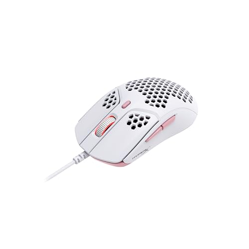 HyperX Pulsefire Haste Gaming-Maus – Ultraleicht, 59g, Wabenschale, Hex-Design, Hyperflex-Kabel, bis zu 16.000 DPI, 6 programmierbare Tasten Weiß/Rosa Einheitsgröße Bild 3