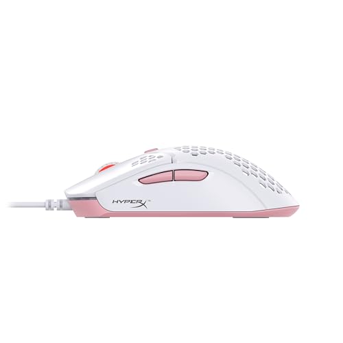 HyperX Pulsefire Haste Gaming-Maus – Ultraleicht, 59g, Wabenschale, Hex-Design, Hyperflex-Kabel, bis zu 16.000 DPI, 6 programmierbare Tasten Weiß/Rosa Einheitsgröße Bild 4