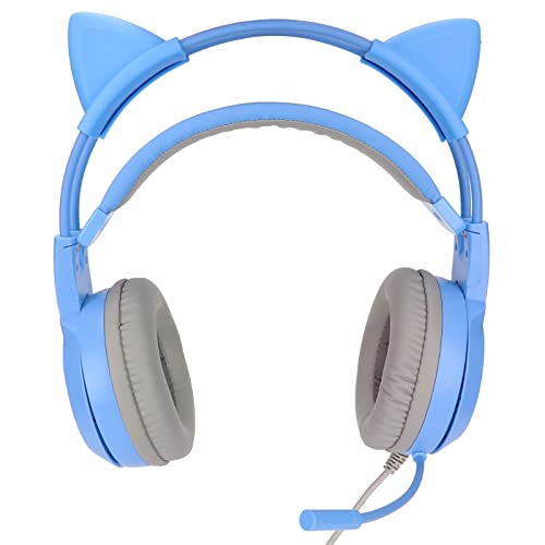 Yunseity Gaming-Headset, USB + 3,5 Mm Abnehmbarer Cat-Ear-Kopfhörer mit Noise-Cancelling-Mikrofon, Gaming-Kopfhörer für, One, PC, Mobiltelefon(Blau) Bild 7