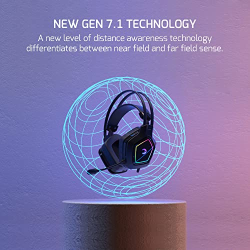 GAMEPOWER Mihawk Gaming Headset mit Mikrofon, USB Gamer PC Kopfhörer, vibrierender, RGB Beleuchtung, 53mm Neodym Treiber, Desktop - Laptop Kompatibel, 2m Kabelgebunden, Over Ohr Bild 2