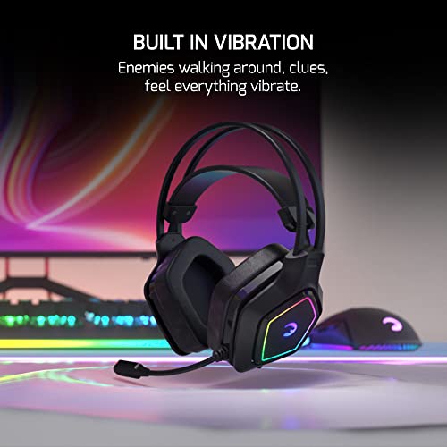 GAMEPOWER Mihawk Gaming Headset mit Mikrofon, USB Gamer PC Kopfhörer, vibrierender, RGB Beleuchtung, 53mm Neodym Treiber, Desktop - Laptop Kompatibel, 2m Kabelgebunden, Over Ohr Bild 4
