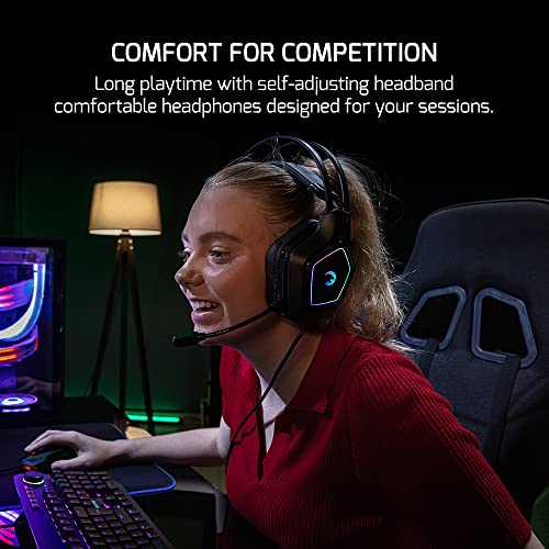 GAMEPOWER Mihawk Gaming Headset mit Mikrofon, USB Gamer PC Kopfhörer, vibrierender, RGB Beleuchtung, 53mm Neodym Treiber, Desktop - Laptop Kompatibel, 2m Kabelgebunden, Over Ohr Bild 5