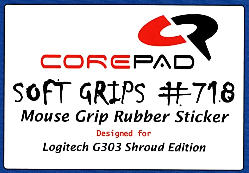 Corepad Soft Grips - selbstklebende vorgeschnittene Anti-Rutsch Aufkleber für PC Gaming Mäuse (Blue, Logitech G303 Shroud Edition) Bild 2