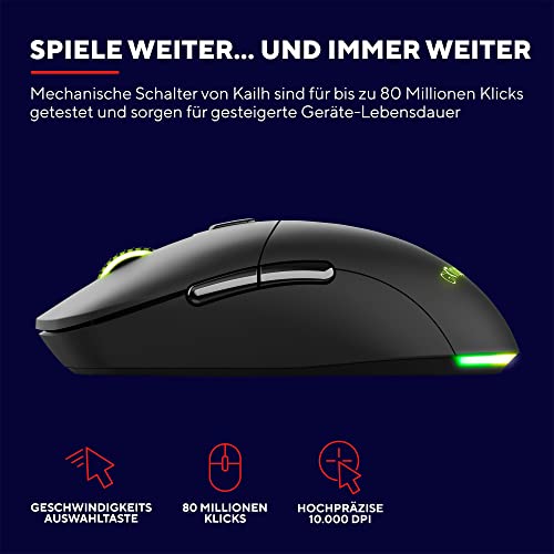 Trust Gaming GXT 980 Redex Wiederaufladbare Kabellose Gaming-Maus, 200-10.000 DPI, Geringer Latenz, RGB-Maus, 6 Programmierbare Tasten, USB-Dongle, PC-Maus für Laptop, Computer, Windows – Schwarz Bild 3