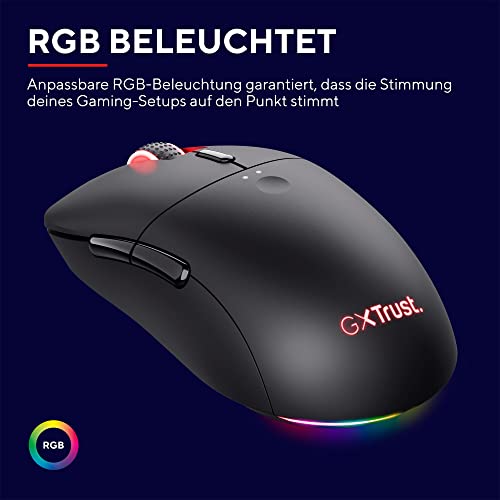 Trust Gaming GXT 980 Redex Wiederaufladbare Kabellose Gaming-Maus, 200-10.000 DPI, Geringer Latenz, RGB-Maus, 6 Programmierbare Tasten, USB-Dongle, PC-Maus für Laptop, Computer, Windows – Schwarz Bild 4
