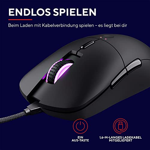 Trust Gaming GXT 980 Redex Wiederaufladbare Kabellose Gaming-Maus, 200-10.000 DPI, Geringer Latenz, RGB-Maus, 6 Programmierbare Tasten, USB-Dongle, PC-Maus für Laptop, Computer, Windows – Schwarz Bild 5