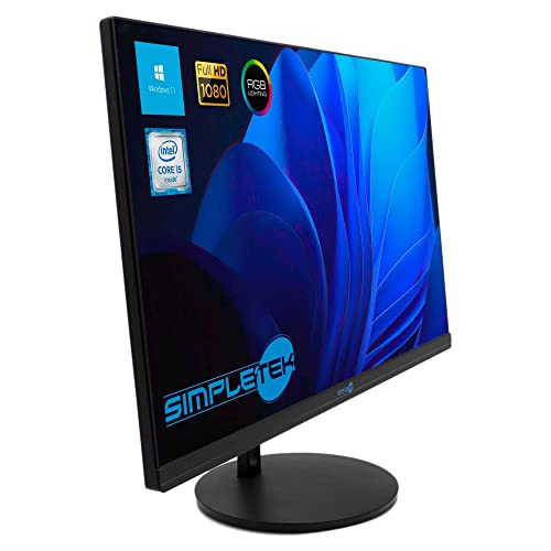SIMPLETEK - All-in-One AiO 24 Zoll FHD Core i5 3,1 GHz Windows 11 16 GB RAM 960 GB SSD | Ladestation Wireless LED RGB Kit Maus Tastatur Webcam Stereo-Lautsprecher PC Bild 1
