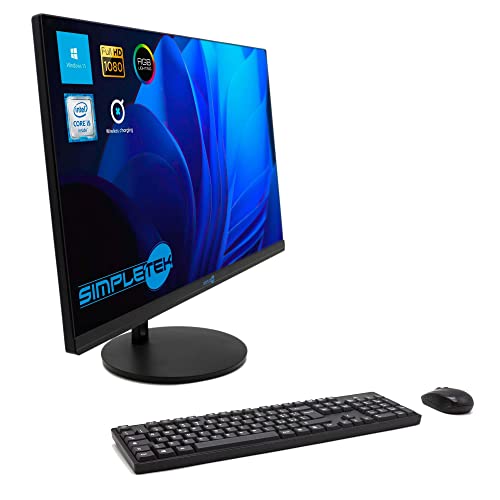 SIMPLETEK - All-in-One AiO 24 Zoll FHD Core i5 3,1 GHz Windows 11 16 GB RAM 960 GB SSD | Ladestation Wireless LED RGB Kit Maus Tastatur Webcam Stereo-Lautsprecher PC Bild 2