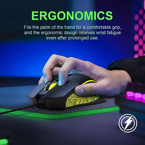 HXSJ V700 Gaming Tastatur und Maus Set,60% Kompakte Tastatur,61 Tasten,TKL Layout,RGB-Beleuchtung,Optische Gaming-Sensormaus mit 7 Tasten,7-Farbiges LED-Licht,Bis zu 3600 DPI,für PC,Mac-Schwarz Bild 7