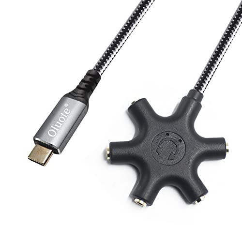 USB C Kopfhörer-Splitter USB C auf 3.5mm Audioadapter USB Typ C auf 3.5mm 5-Wege TRS Buchse Kompatibel mit Pixel 4 3 XL, Samsung Galaxy S22 S21 (1.5M) Bild 1