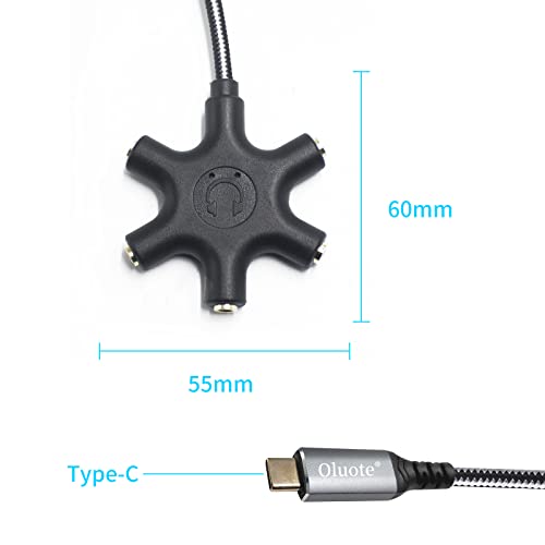 USB C Kopfhörer-Splitter USB C auf 3.5mm Audioadapter USB Typ C auf 3.5mm 5-Wege TRS Buchse Kompatibel mit Pixel 4 3 XL, Samsung Galaxy S22 S21 (1.5M) Bild 4