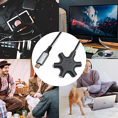 USB C Kopfhörer-Splitter USB C auf 3.5mm Audioadapter USB Typ C auf 3.5mm 5-Wege TRS Buchse Kompatibel mit Pixel 4 3 XL, Samsung Galaxy S22 S21 (1.5M) Bild 7