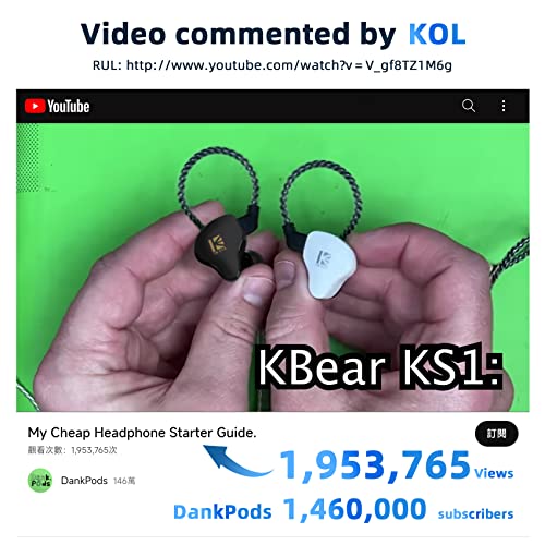 Yinyoo KBEAR KS1 Gaming Verdrahtete Ohrhörer Ausgezeichneter Bassklang mit Macht in Ohrmonitor, hochauflösender In-Ear-Kopfhörer-IEM-kompatibel mit Android-Telefon-PC, PS4, PS5, Xbox(mit MIC, Clear) Bild 2