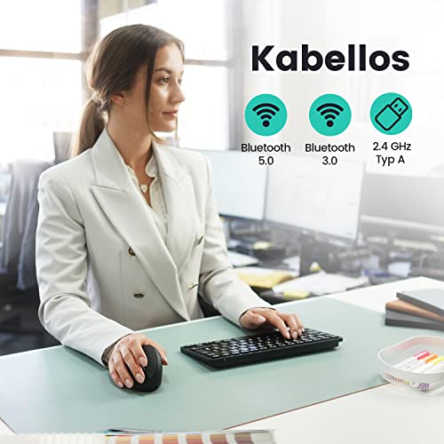 Perixx PERIMICE-819B Tragbare vertikale Bluetooth-Maus – Rechargeable - kabellose 3-in-1-Multi-Device-Spezifikation – Leiser klick – Kompakte Größe – schwarz – für Rechtshänder Bild 2