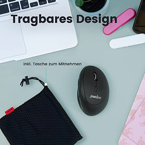 Perixx PERIMICE-819B Tragbare vertikale Bluetooth-Maus – Rechargeable - kabellose 3-in-1-Multi-Device-Spezifikation – Leiser klick – Kompakte Größe – schwarz – für Rechtshänder Bild 3