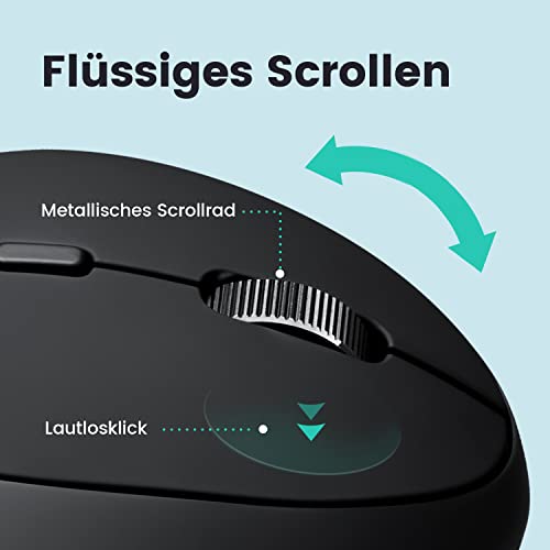 Perixx PERIMICE-819B Tragbare vertikale Bluetooth-Maus – Rechargeable - kabellose 3-in-1-Multi-Device-Spezifikation – Leiser klick – Kompakte Größe – schwarz – für Rechtshänder Bild 5
