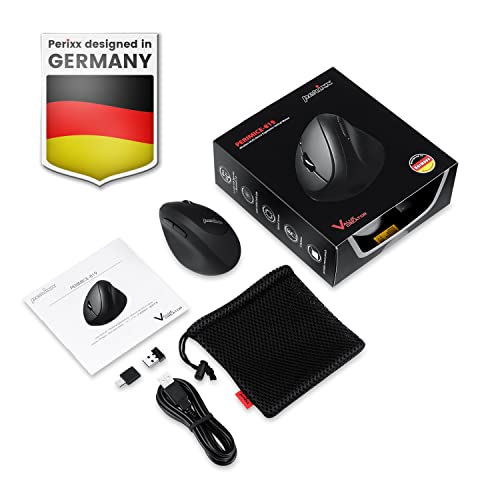 Perixx PERIMICE-819B Tragbare vertikale Bluetooth-Maus – Rechargeable - kabellose 3-in-1-Multi-Device-Spezifikation – Leiser klick – Kompakte Größe – schwarz – für Rechtshänder Bild 6