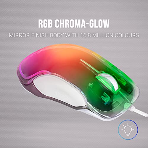 Mars Gaming Gaming MMGLOW, Chroma-Glow RGB Gaming-Maus, Spiegelnde Oberfläche, Ultraleicht, 12800 DPI, Weiß Bild 3