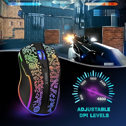 CONNECT IT Gaming Maus Kabellose Doodle 3 | RGB 4800 DPI Ergonomische 2.4G USB Mouse Wireless | 6 programmierbaren Tasten, Anpassbare Spielprofile, Langer Stunden Akkulaufzeit Bild 2