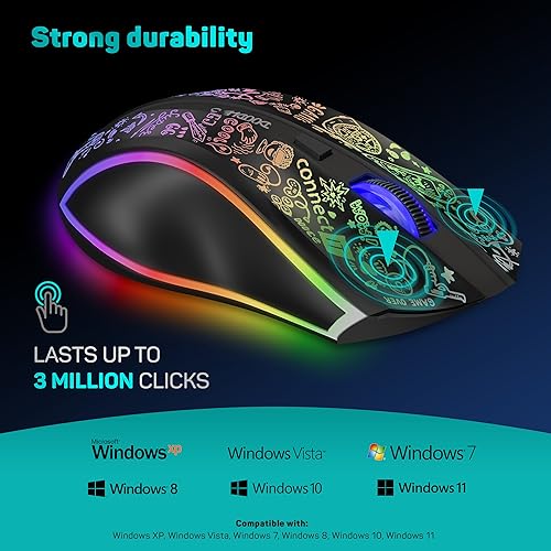 CONNECT IT Gaming Maus Kabellose Doodle 3 | RGB 4800 DPI Ergonomische 2.4G USB Mouse Wireless | 6 programmierbaren Tasten, Anpassbare Spielprofile, Langer Stunden Akkulaufzeit Bild 4