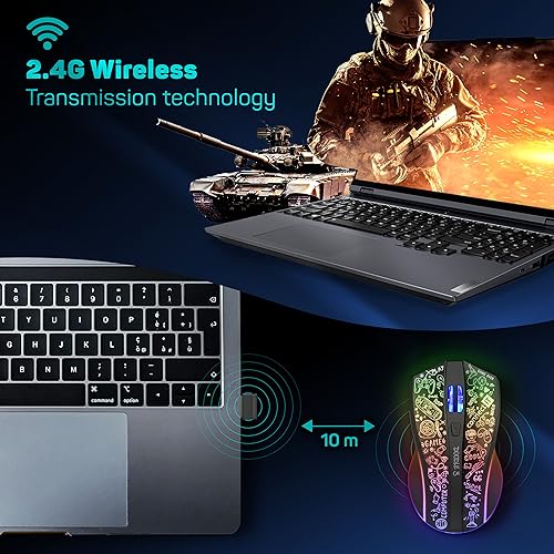 CONNECT IT Gaming Maus Kabellose Doodle 3 | RGB 4800 DPI Ergonomische 2.4G USB Mouse Wireless | 6 programmierbaren Tasten, Anpassbare Spielprofile, Langer Stunden Akkulaufzeit Bild 5