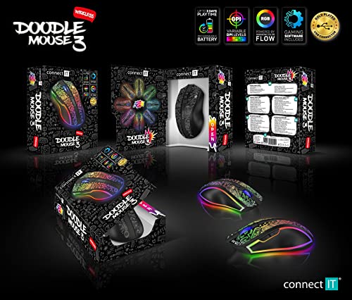 CONNECT IT Gaming Maus Kabellose Doodle 3 | RGB 4800 DPI Ergonomische 2.4G USB Mouse Wireless | 6 programmierbaren Tasten, Anpassbare Spielprofile, Langer Stunden Akkulaufzeit Bild 6