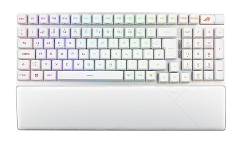 ASUS ROG Strix Scope II 96 RX Wireless White kabellose optische Gaming-Tastatur (Bluetooth, 2,4 GHz, kabelgebunden USB, Streaming-Hotkeys, ROG RX Optical Switches, ROG-Tastaturstabilisatoren, weiß) Bild 1
