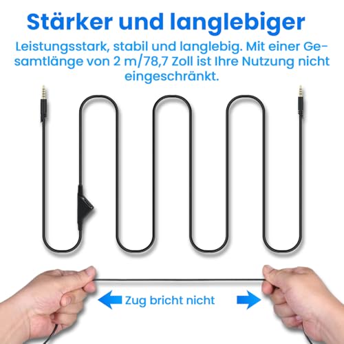 A10 A40 Ersatzkabel 2m, Ersatz-Audio-Aux-Kabel mit Lautstärkeregler für Astro A10/A30/A40 Headset PS5/PS4/Xbox One/Serie S/X/PC/Smartphone über eine 3,5-mm-Buchse Bild 5