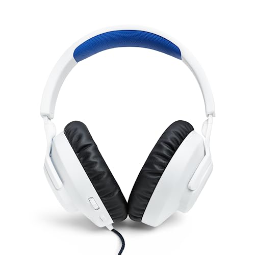JBL Quantum 100P Over-Ear-Gaming-Headset – Wired 3,5 mm Klinke – Mit abnehmbarem Boom-Mikrofon – Kompatibel mit vielen Plattformen – Weiß-Blau Bild 2