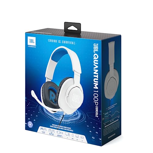 JBL Quantum 100P Over-Ear-Gaming-Headset – Wired 3,5 mm Klinke – Mit abnehmbarem Boom-Mikrofon – Kompatibel mit vielen Plattformen – Weiß-Blau Bild 6