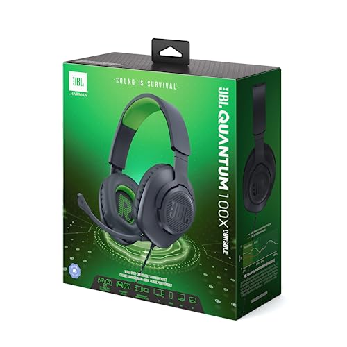 JBL Quantum 100X Over-Ear-Gaming-Headset – Wired 3,5 mm Klinke – Mit abnehmbarem Boom-Mikrofon – Kompatibel mit vielen Plattformen – Schwarz-Grün Bild 6