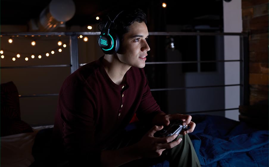 JBL Quantum 810 Over-Ear Gaming Kopfhörer – Wireless Bluetooth Headset mit Active Noise Cancelling und hochklappbarem Boom Mic – QuantumSurround Sound – Schwarz Bild 3